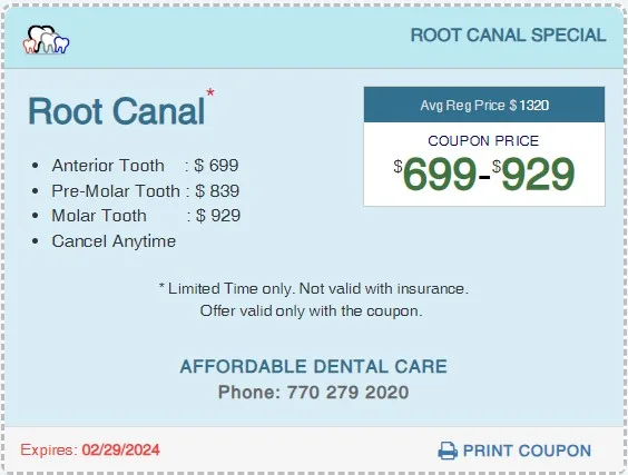 Affordable Dental Access, Root Canal Special Coupon, Lilburn, GA 30047