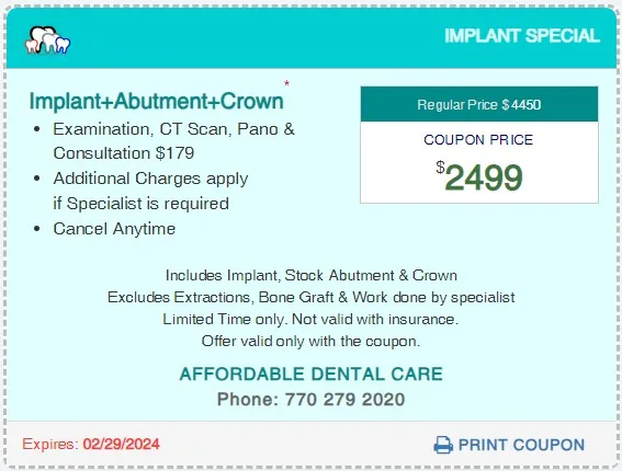Affordable Dental Access, Implant Special Coupon, Lilburn, GA 30047