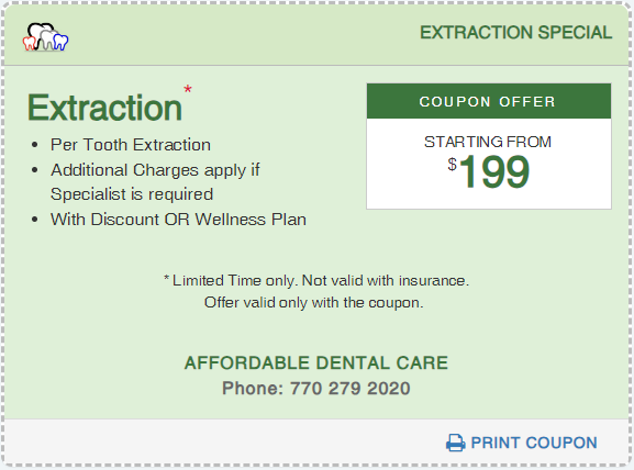 Affordable Dental Access, Tooth Extraction Special Coupon Price, Lilburn, GA 30047